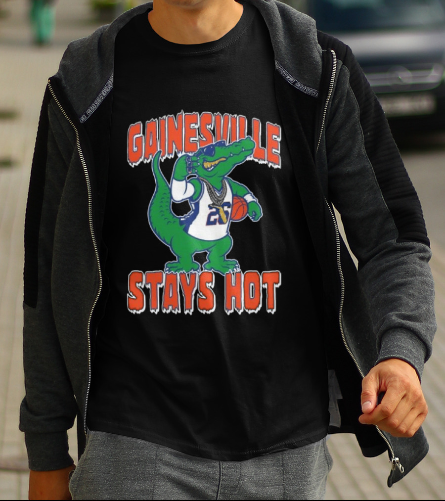 Gainesville Stays Hot Alligator Basketball Player With Sunglasses And Jersey T-Shirt