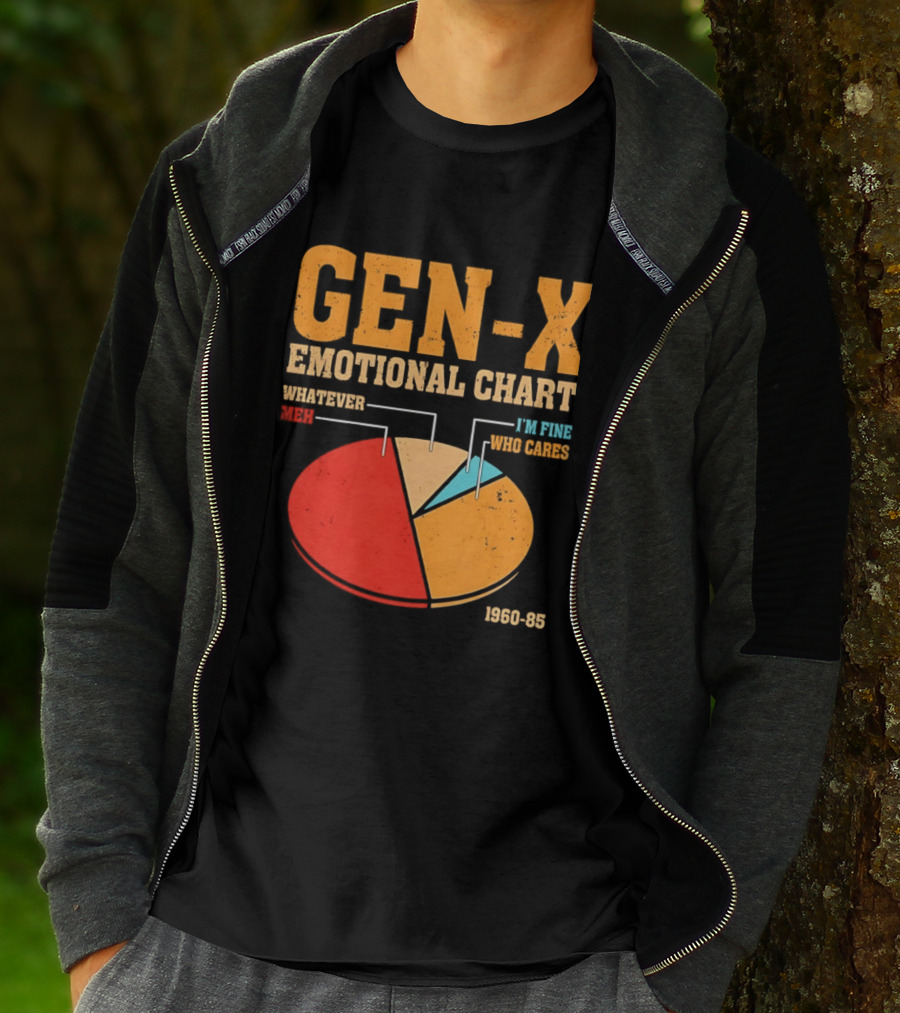 Gen X Emotional Chart Whatever Meh I'm Fine Who Cares 1960 85 T-Shirt