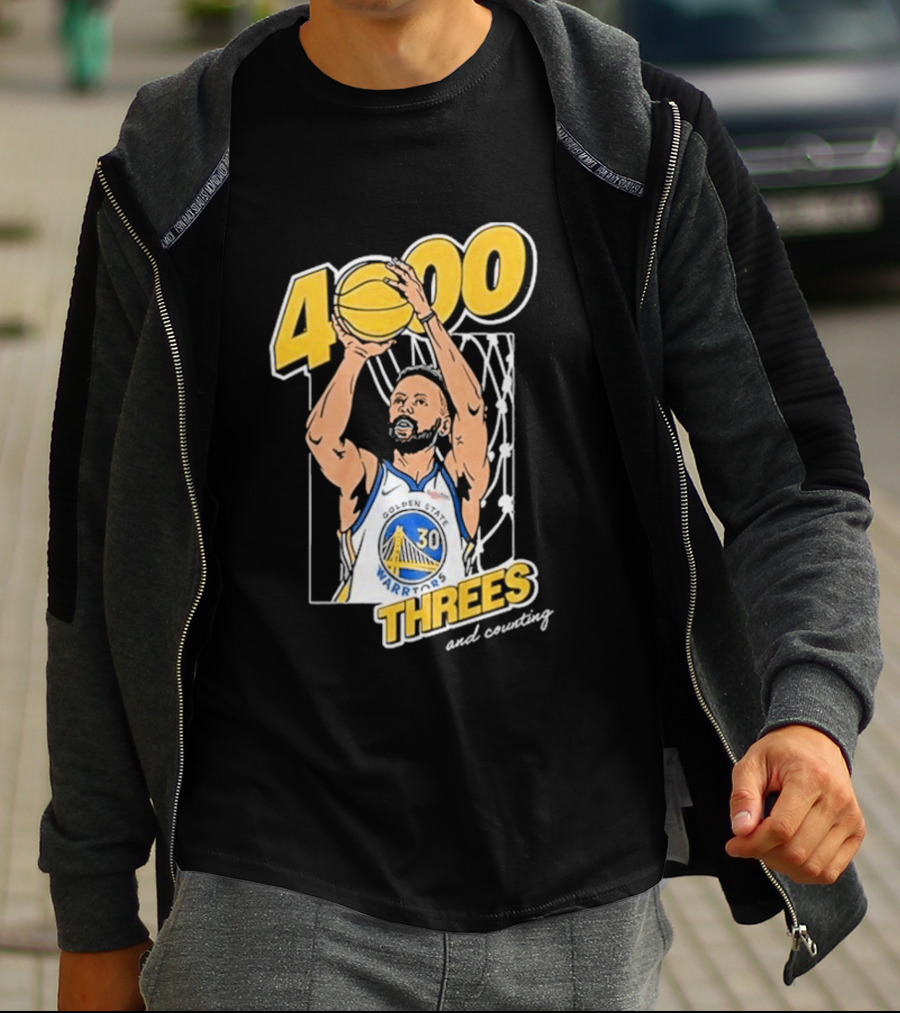 Golden State Warriors Steph Curry 4000 Threes And Counting T-Shirt