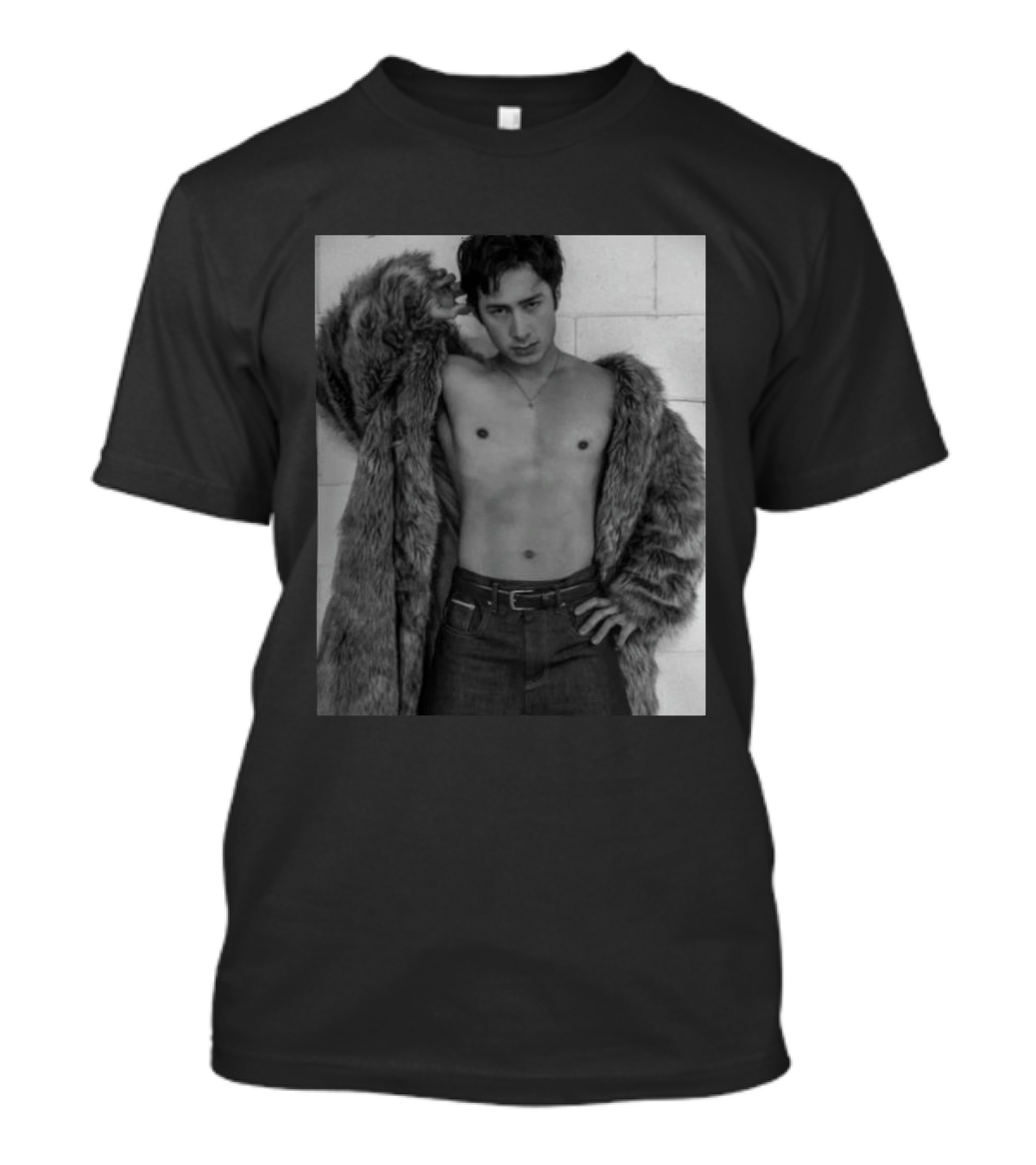 Hudson Williams Bold Fur Coat Statement With Classic Denim T-Shirt