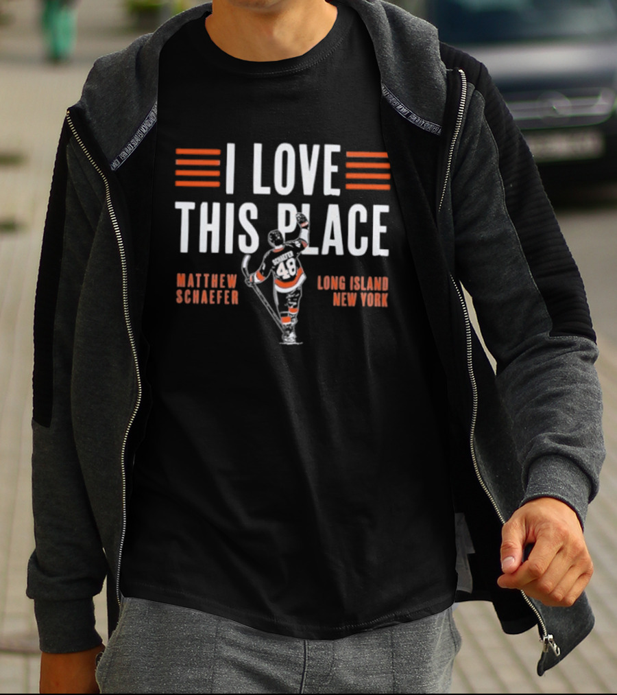 I Love This Place Matthew Schaefer Long Island New York Hockey T-Shirt