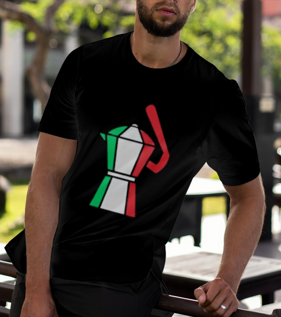 Italian Flag Moka Coffee Pot Icon Italy T-Shirt