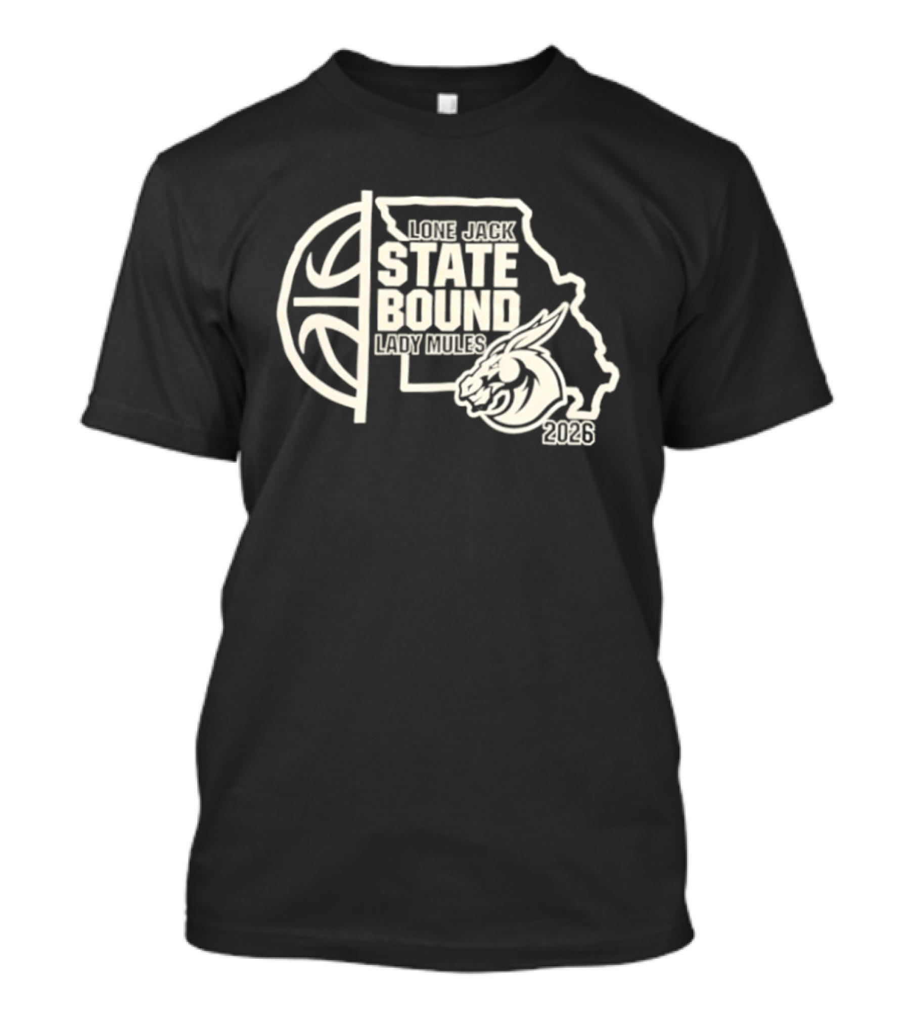 Lone Jack State Bound Lady Mules 2026 Missouri Basketball Map T-Shirt