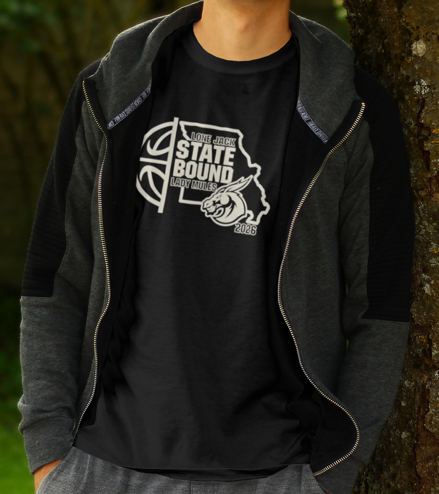 Lone Jack State Bound Lady Mules 2026 Missouri Basketball Map T-Shirt