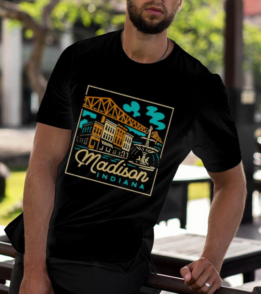 Madison Indiana Broadway Fountain Milton Wright Bridge T-Shirt