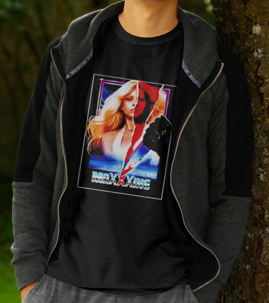 MaXXXine Mia Goth Horror Movie Knife Urban Skyline T-Shirt