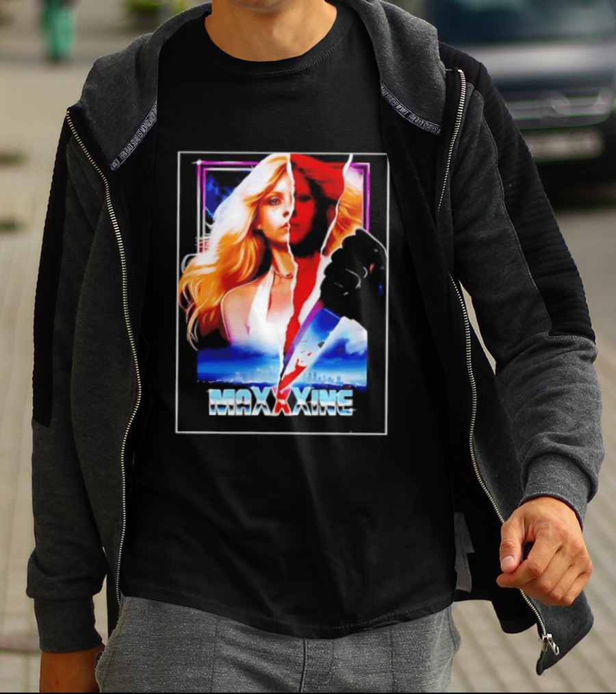MaXXXine Mia Goth Horror Movie Knife Urban Skyline T-Shirt