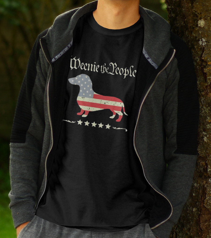 Weenie The People Dachshund American Flag Stars Patriotic Dog T-Shirt