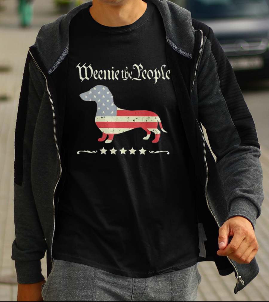 Weenie The People Dachshund American Flag Stars Patriotic Dog T-Shirt