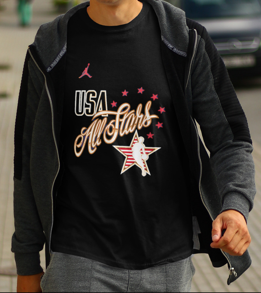 USA All Stars Basketball Red Stars Patriotic T-Shirt