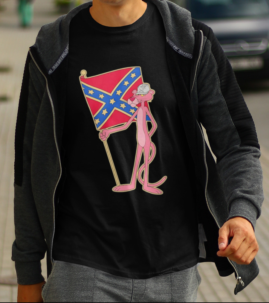 Pink Panther Holding Confederate Flag T-Shirt