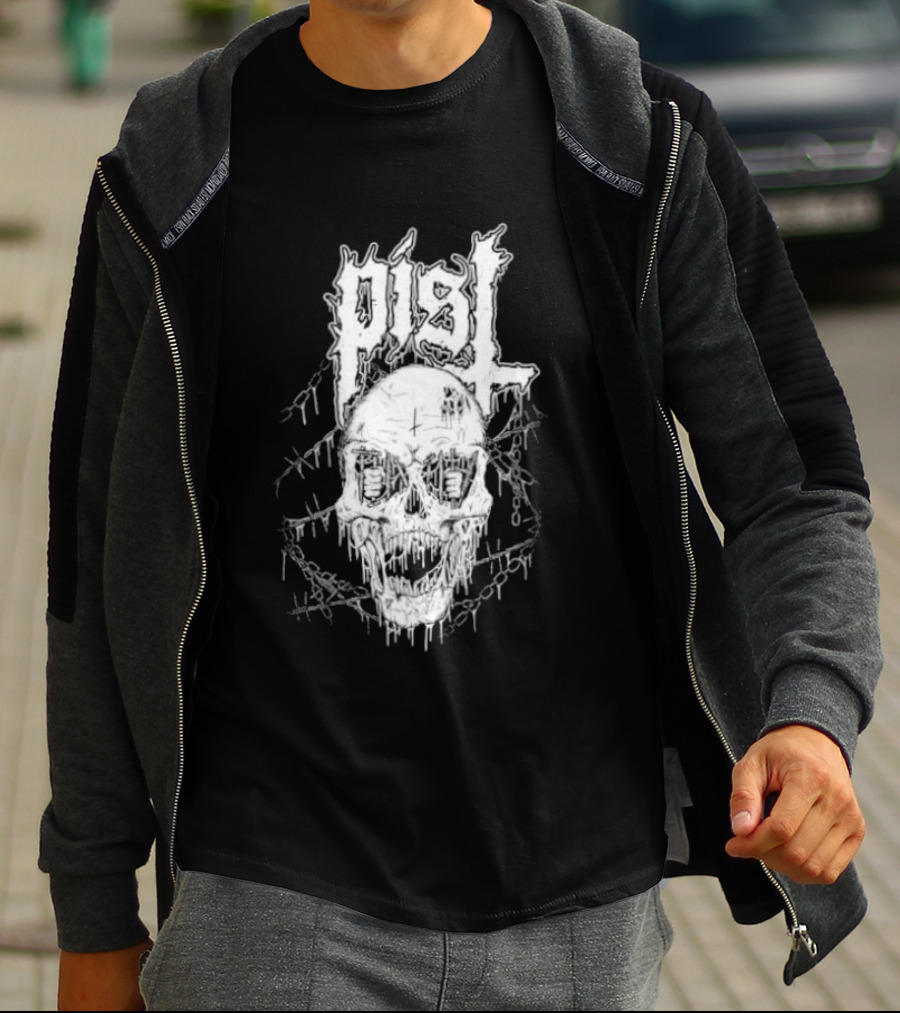 PISL Metal Skull With Dripping Branches And Chains T-Shirt