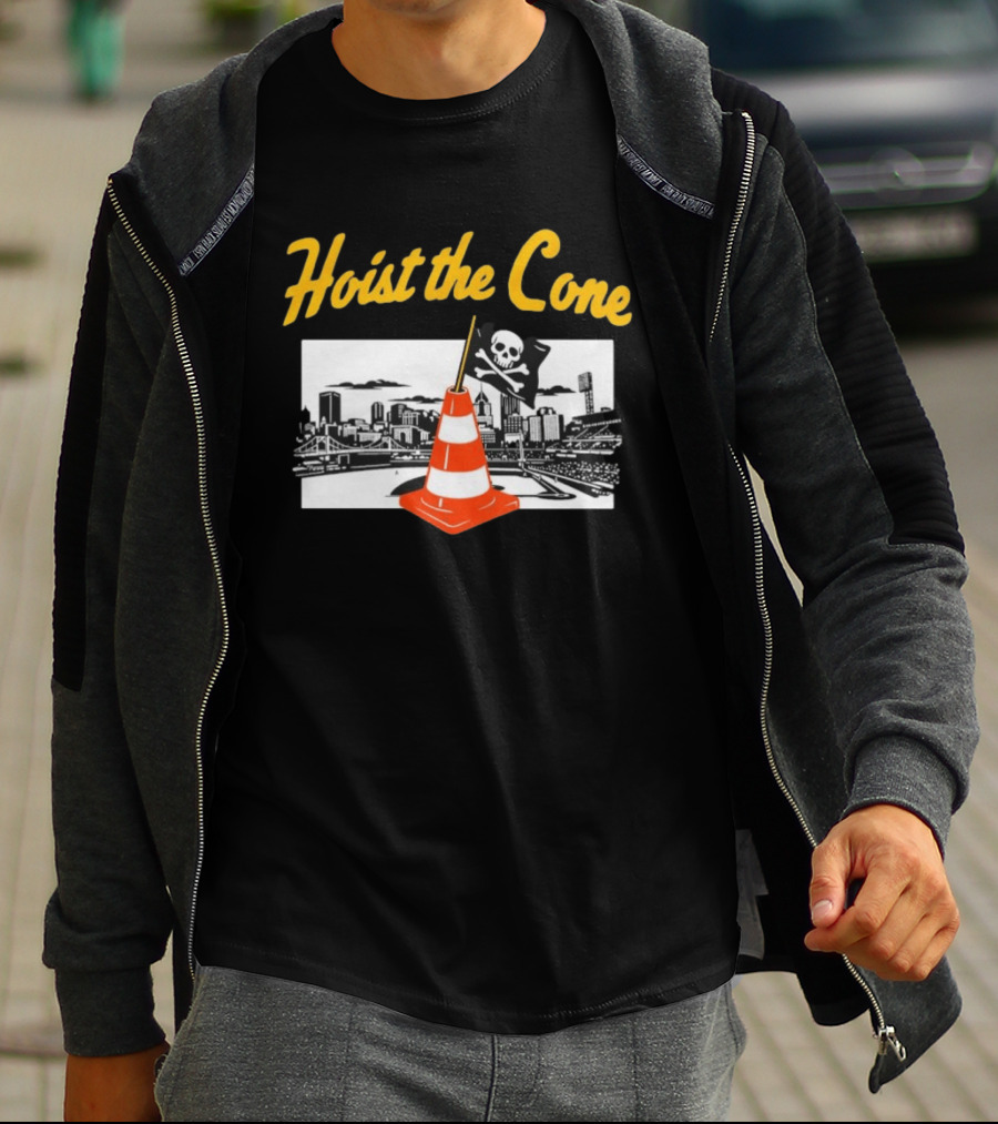 Pittsburgh Pirates Hoist The Cone Baseball Skyline Skull Flag T-Shirt