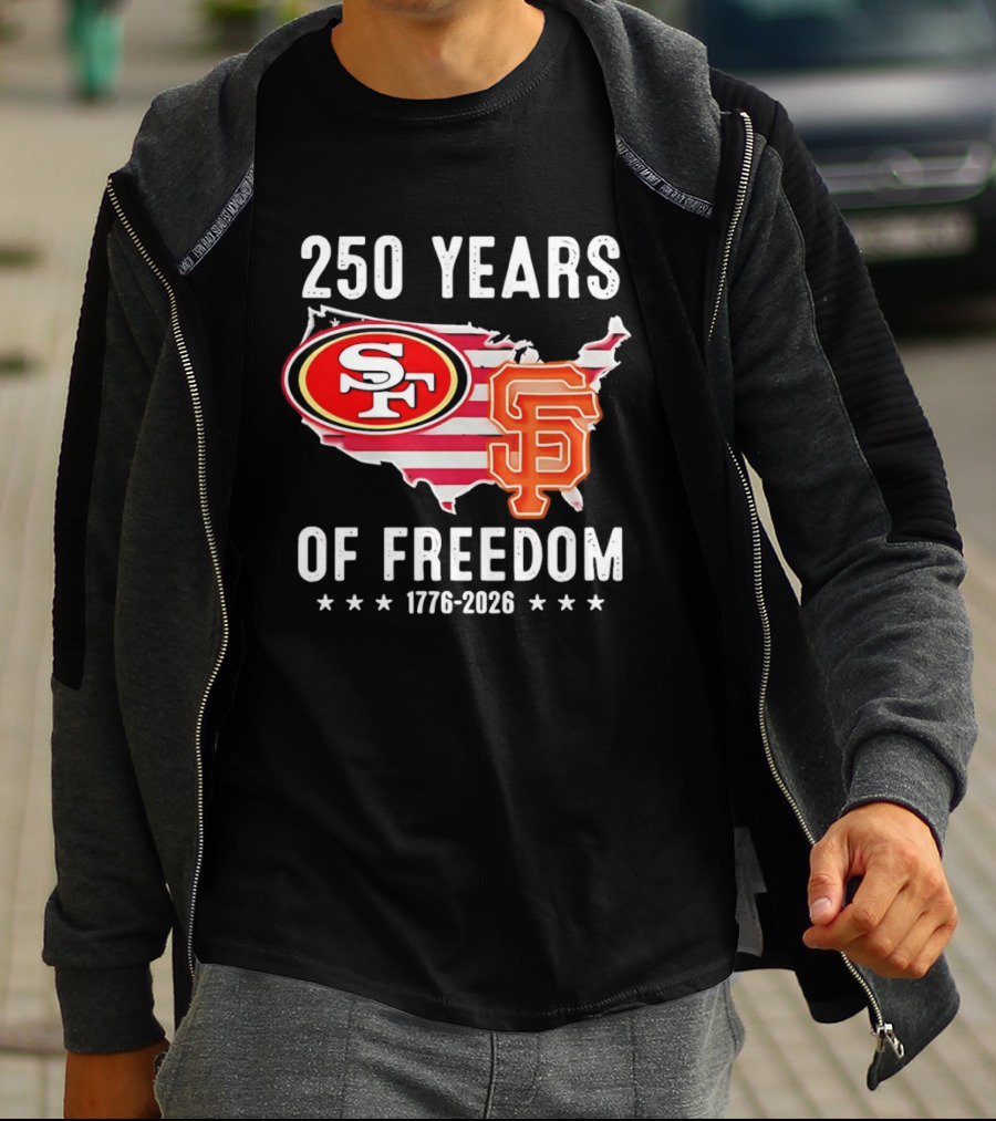 San Francisco 49ers 250 Years Of Freedom 1776 2026 USA Map T-Shirt