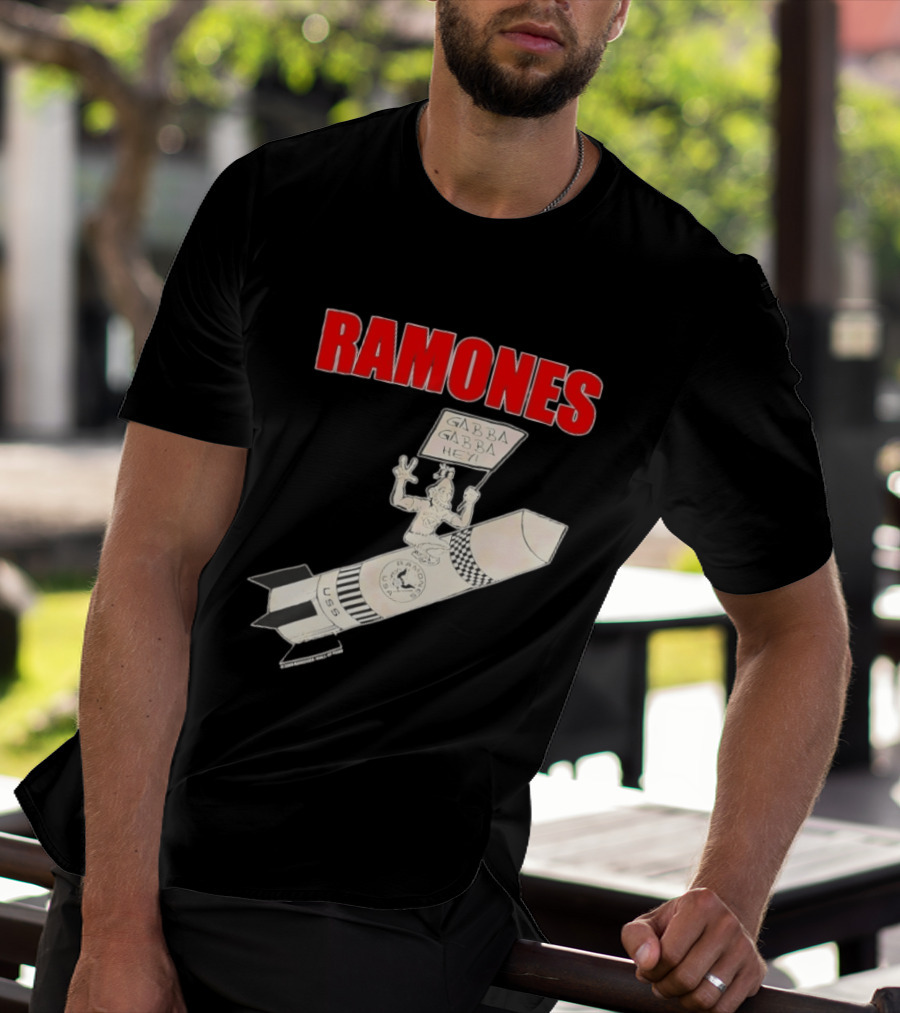 Ramones Gabba Gabba Hey USS Rocket Cartoon T-Shirt