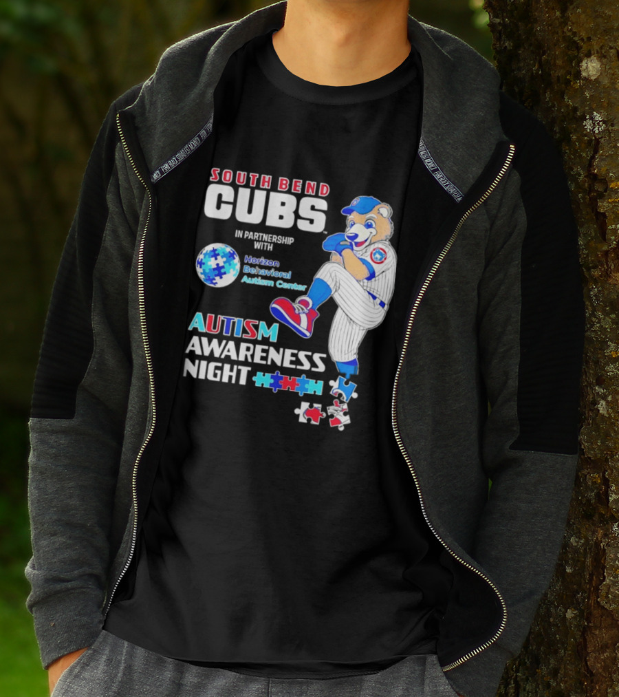 South Bend Cubs Autism Awareness Night Horizon Behavioral Autism Center Partnership T-Shirt