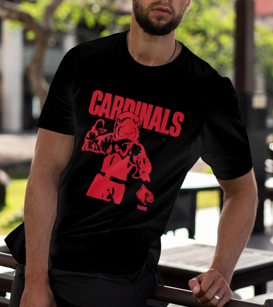 St Louis Cardinals Bold Red Player Cartoon T-Shirt