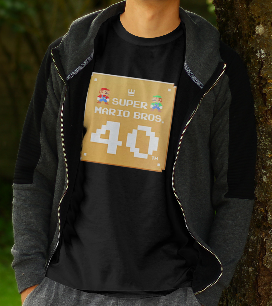 Super Mario Bros 40th Anniversary Mario Luigi Pixel T-Shirt