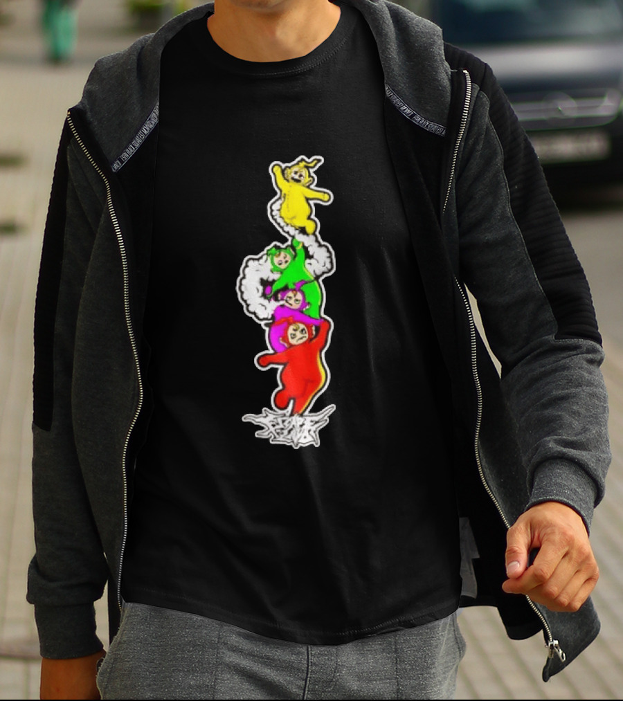Teletubbies Escape Land Stacked Characters Graffiti T-Shirt