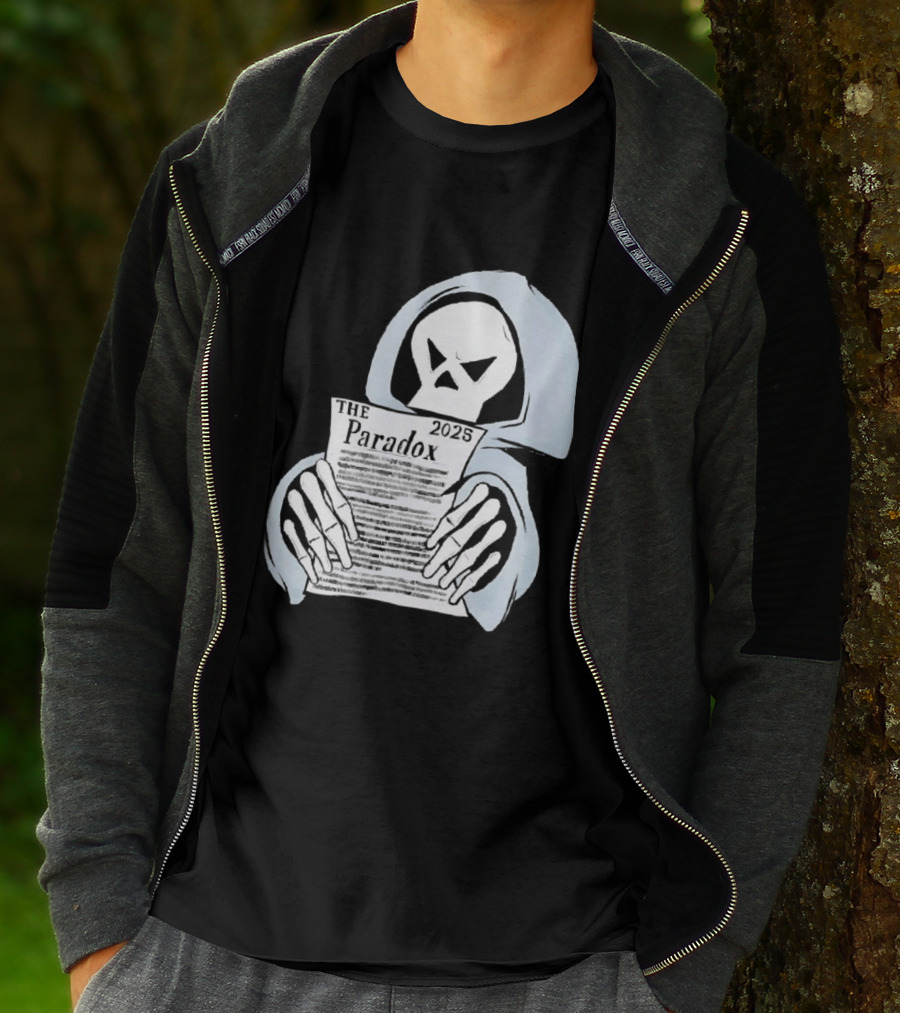 The Paradox Skull Grim Reaper Holding 2023 Newspaper T-Shirt