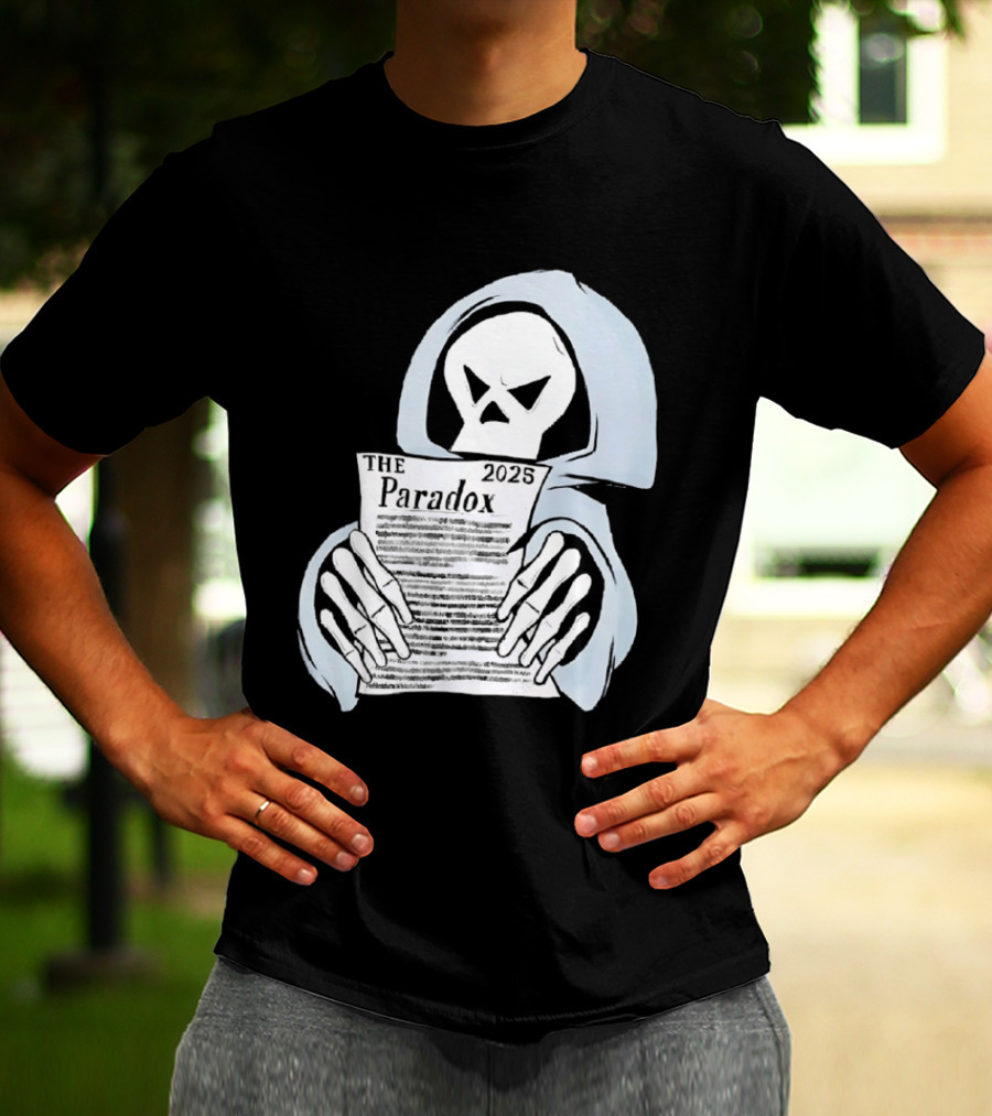 The Paradox Skull Grim Reaper Holding 2023 Newspaper T-Shirt