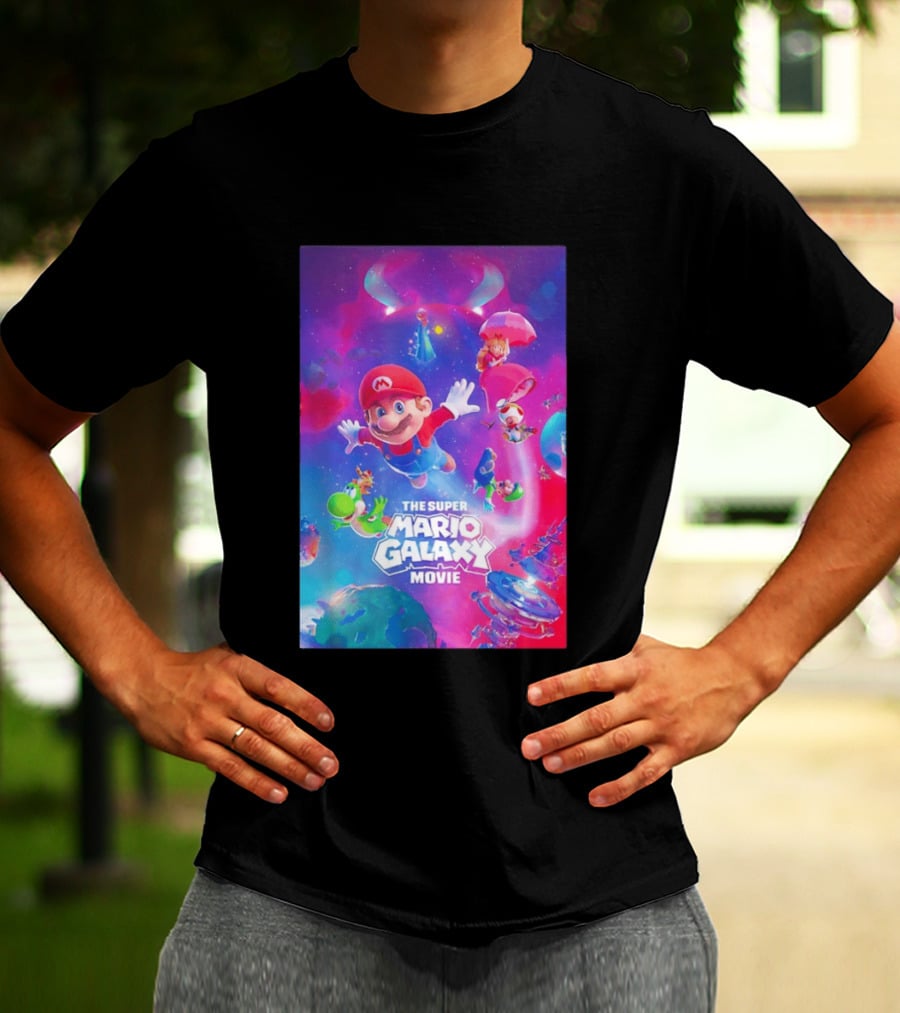 The Super Mario Galaxy Movie Adventure Featuring Iconic Characters T-Shirt