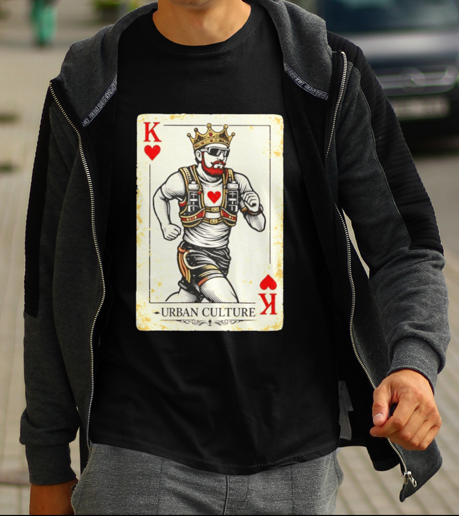 Urban Culture King Of Hearts Running Playing Card T-Shirt