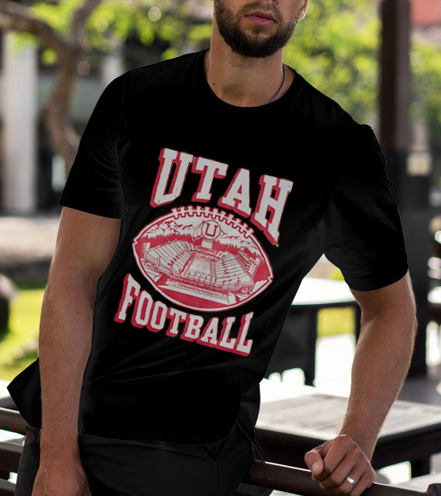 Utah Utes Football Stadium Illustration With Mountain T-Shirt
