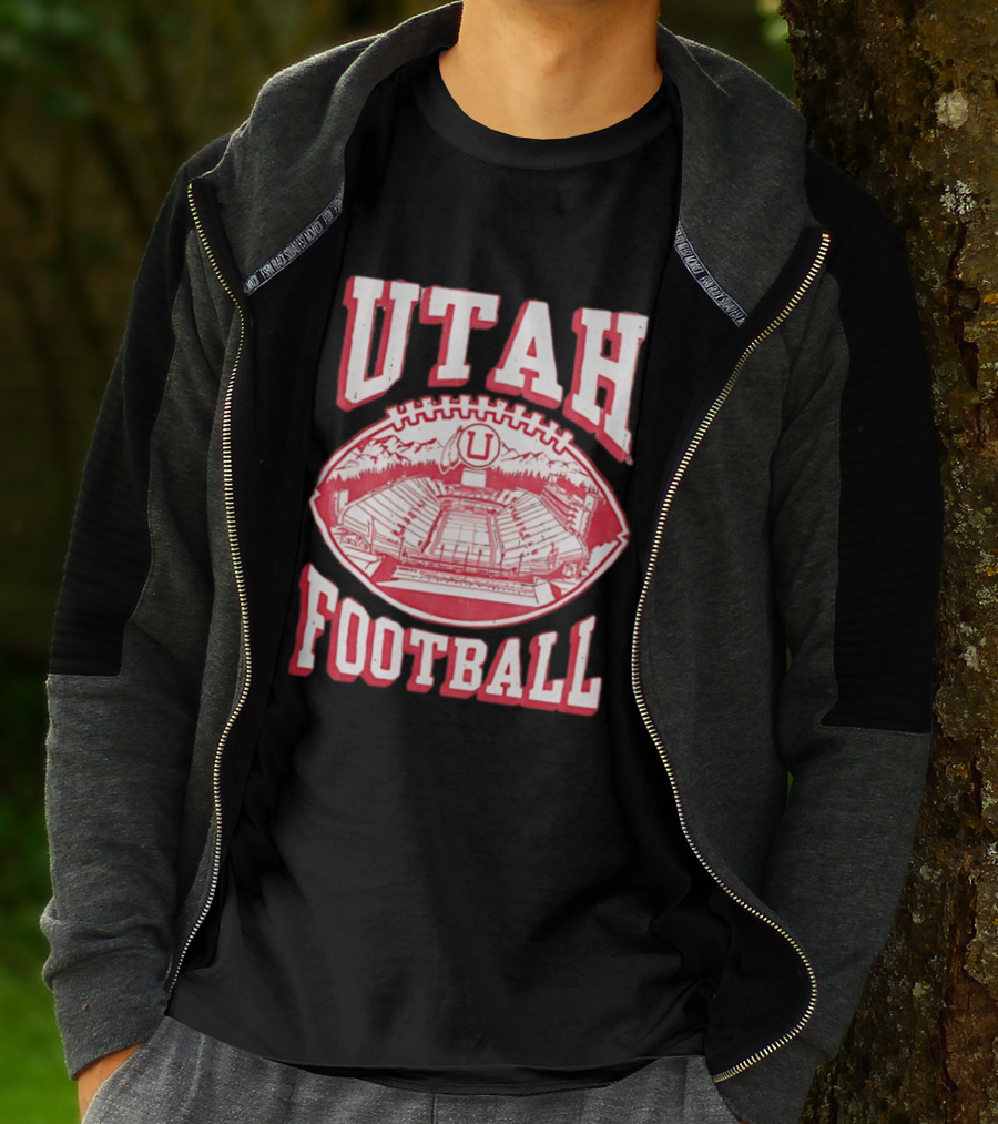 Utah Utes Football Stadium Illustration With Mountain T-Shirt