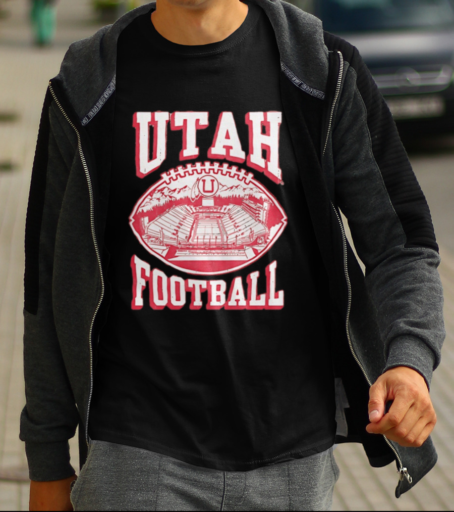 Utah Utes Football Stadium Illustration With Mountain T-Shirt