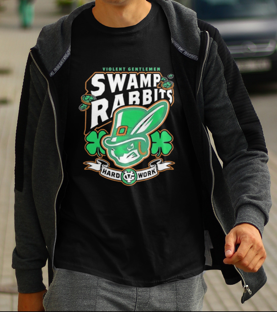 Violent Gentlemen Swamp Rabbits Hard Work Swamp Leprechaun T-Shirt