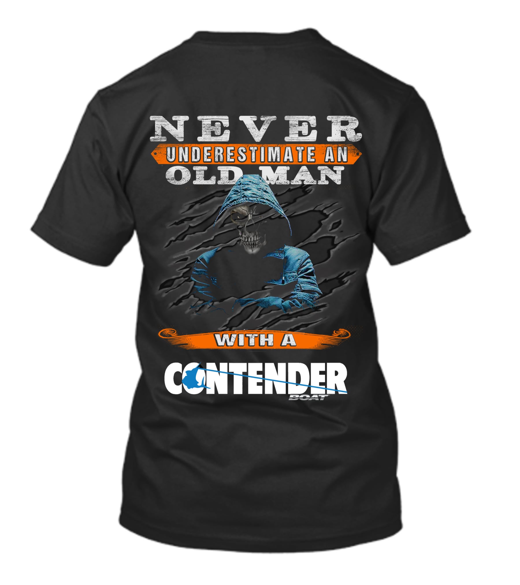 Never Underestimate An Old Man With A Contender Boat Skull T-Shirt