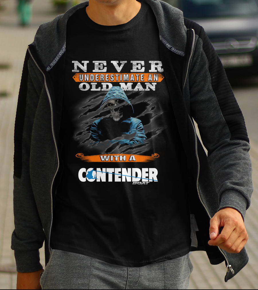 Never Underestimate An Old Man With A Contender Boat Skull T-Shirt