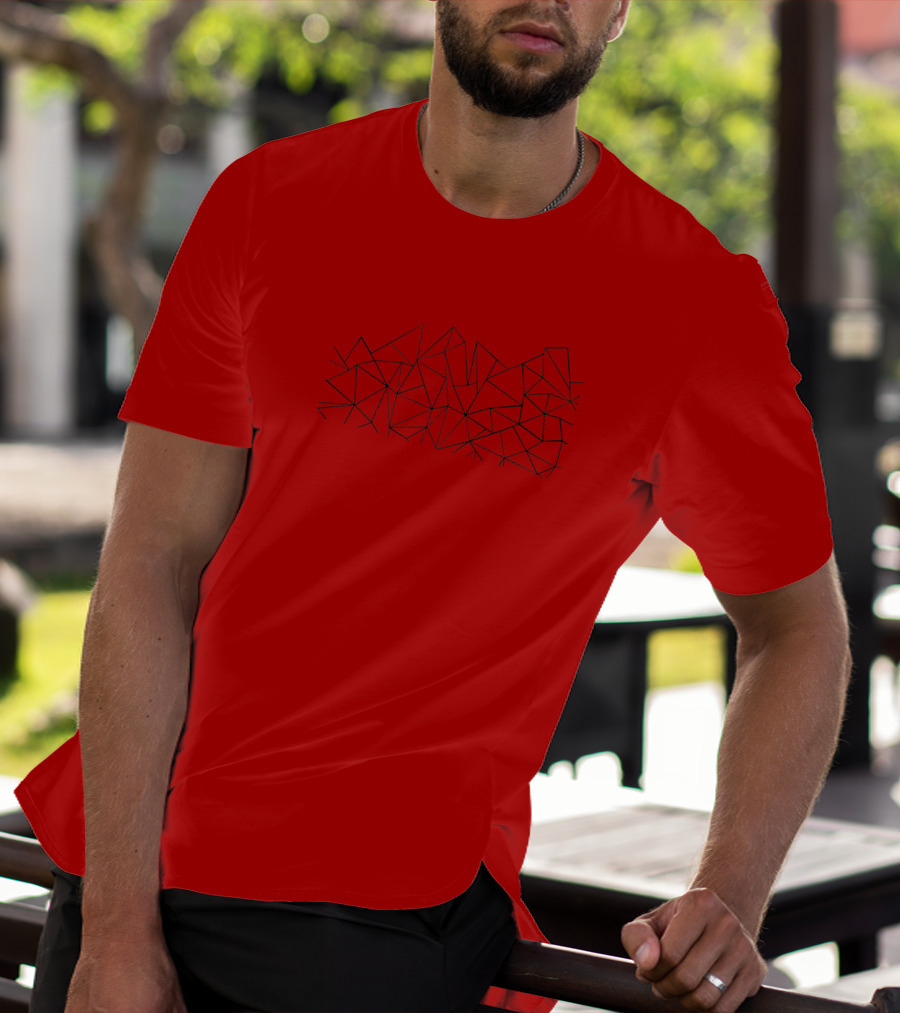 Ab Peaks Geometric Triangles Pattern Minimalist Black T-Shirt