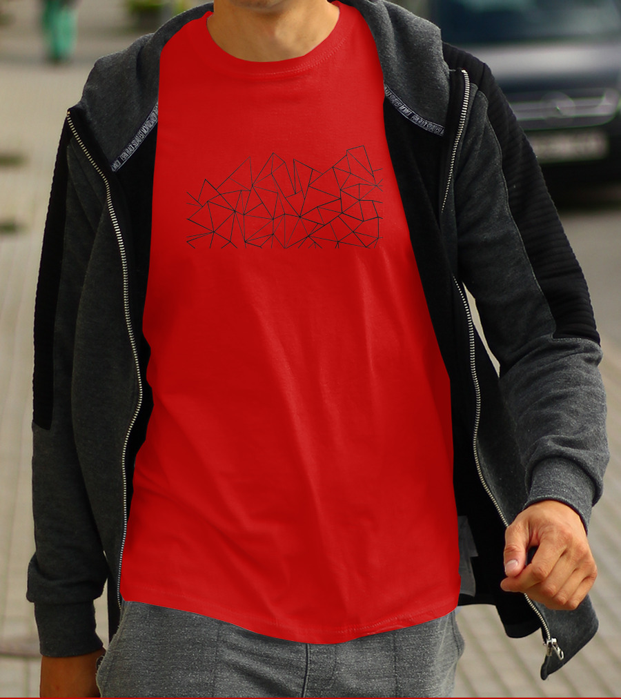 Ab Peaks Geometric Triangles Pattern Minimalist Black T-Shirt