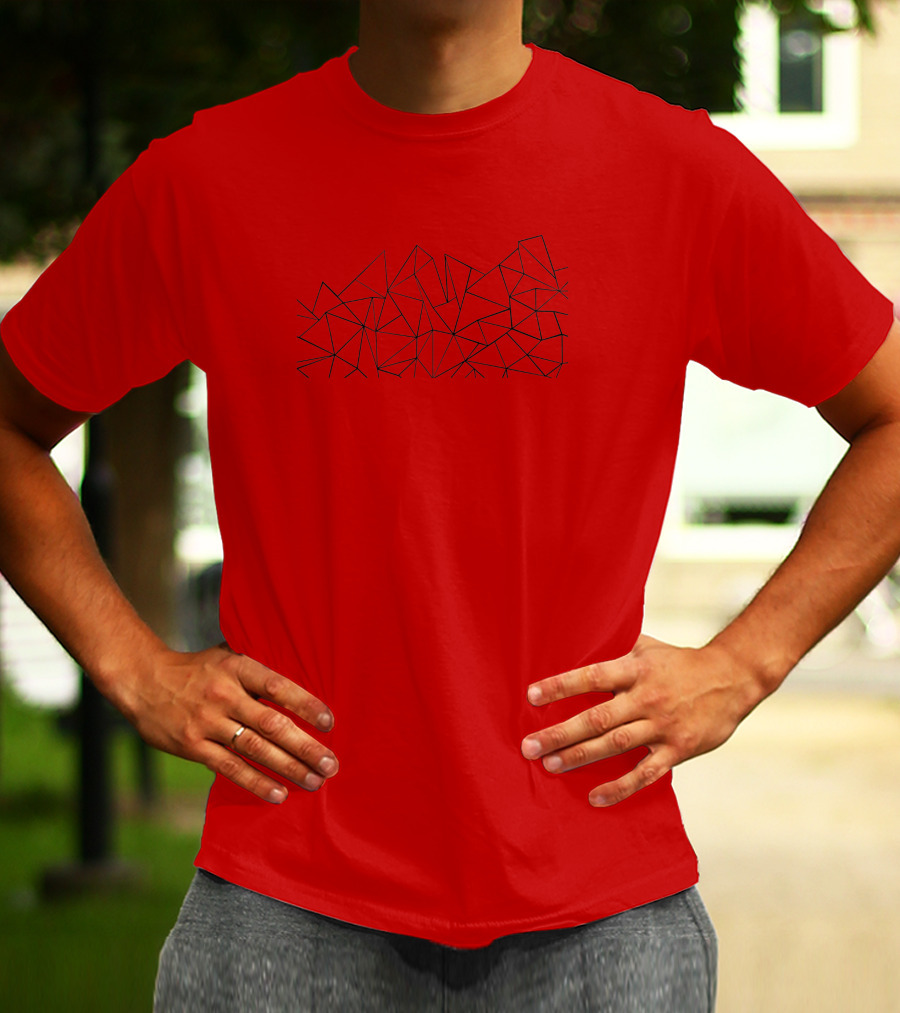 Ab Peaks Geometric Triangles Pattern Minimalist Black T-Shirt