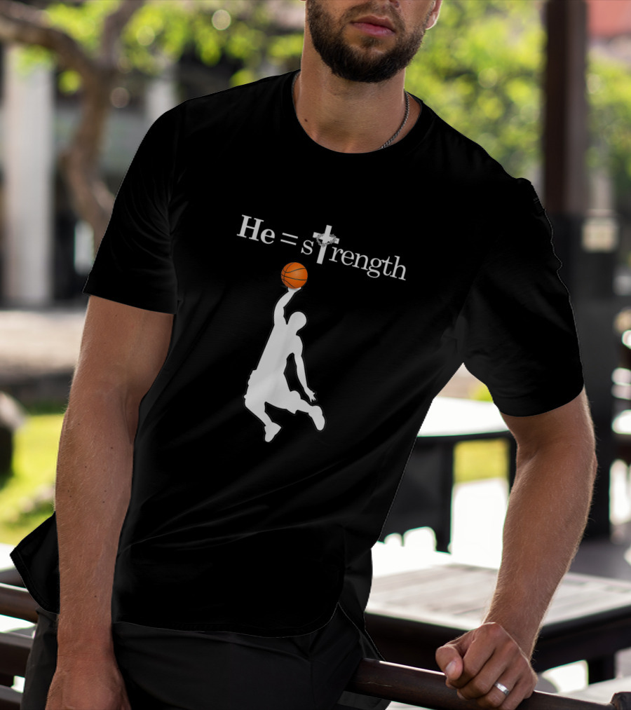 He Is Strength Christian Basketball Silhouette 1353709 T-Shirt
