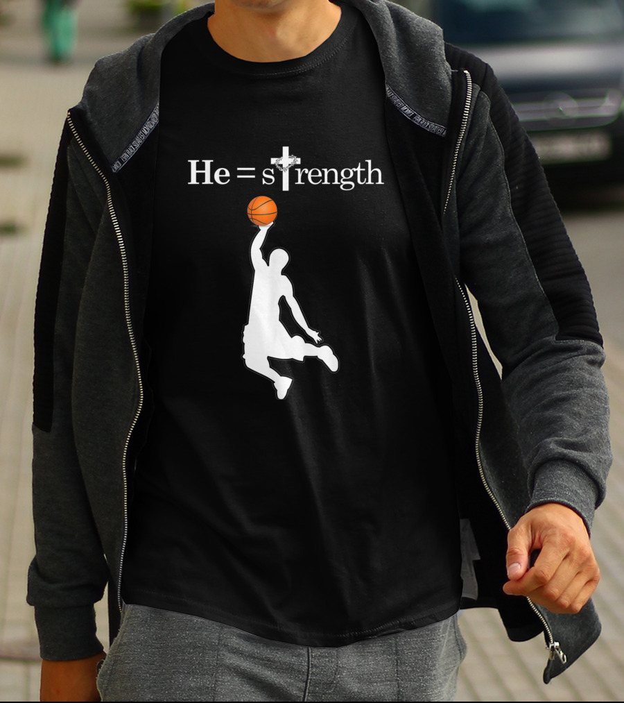 He Is Strength Christian Basketball Silhouette 1353709 T-Shirt