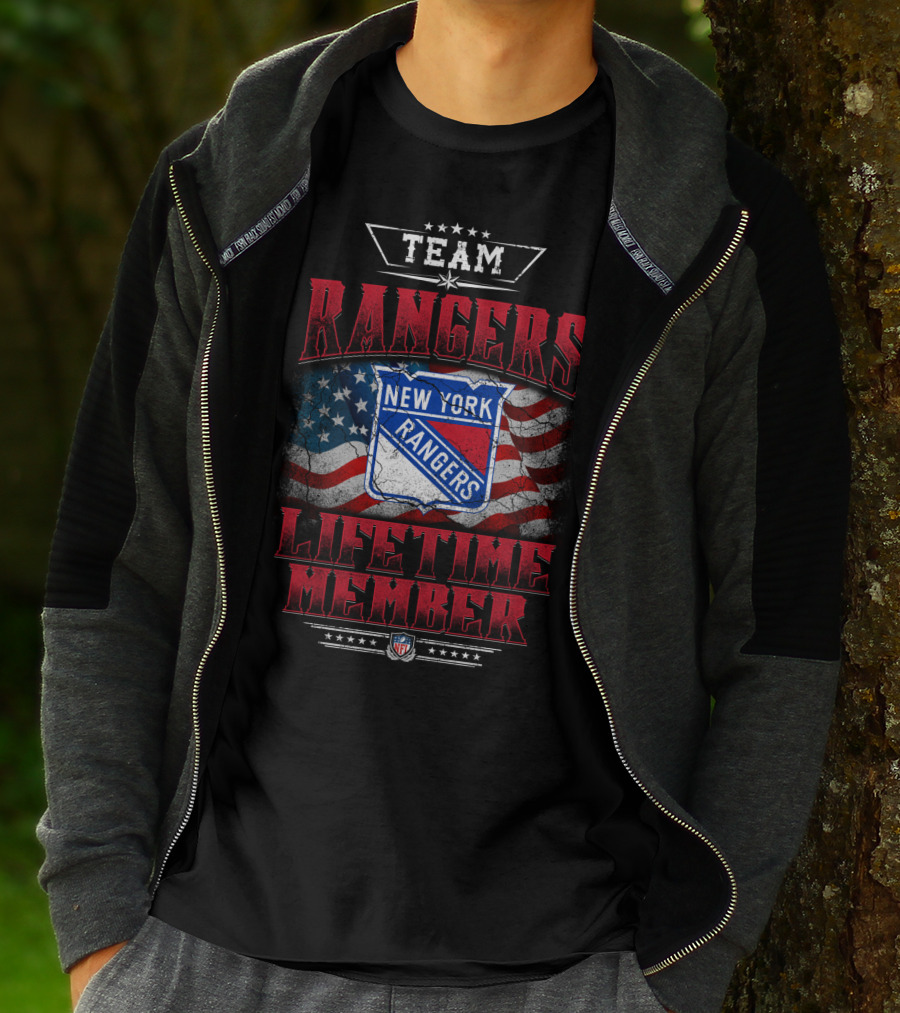 Team New York Rangers Lifetime Member Nfl American Flag T-Shirt