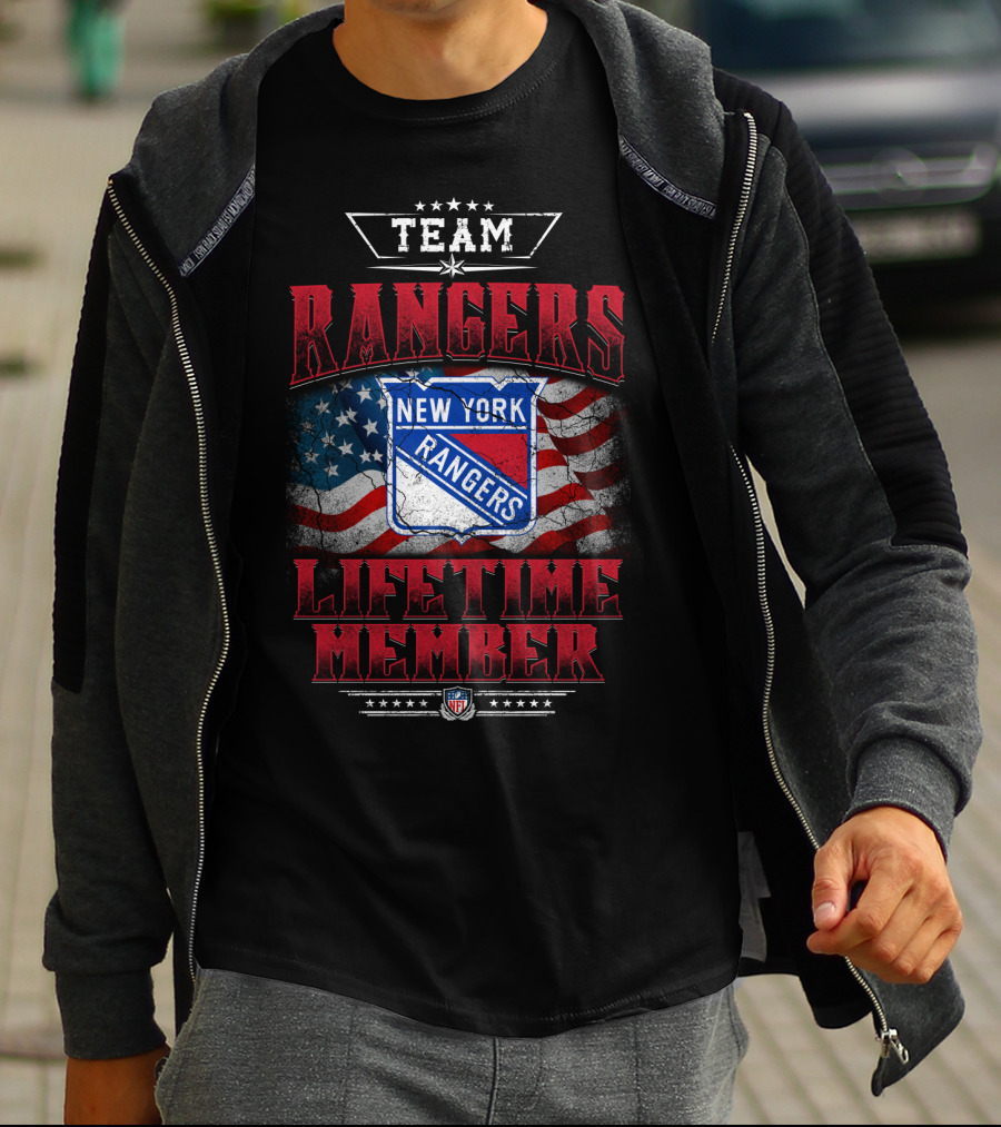 Team New York Rangers Lifetime Member Nfl American Flag T-Shirt