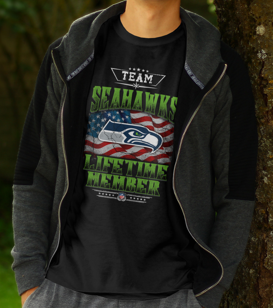 Team Seahawks Lifetime Member Nfl American Flag T-Shirt
