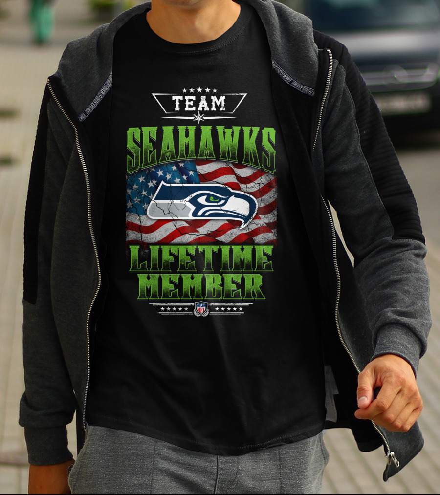 Team Seahawks Lifetime Member Nfl American Flag T-Shirt