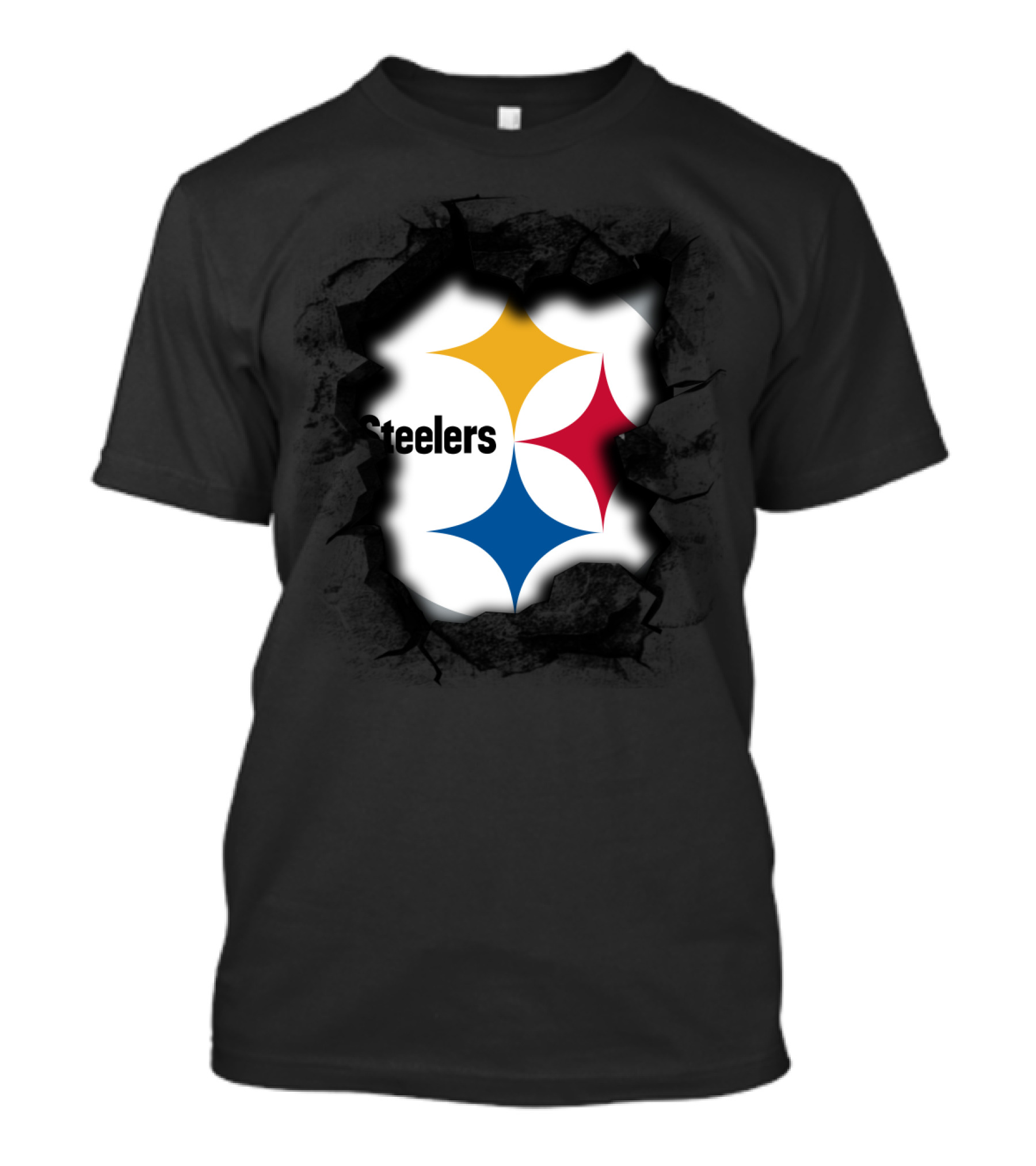 Pittsburgh Steelers Burst Design With Iconic Logo And Black T-Shirt