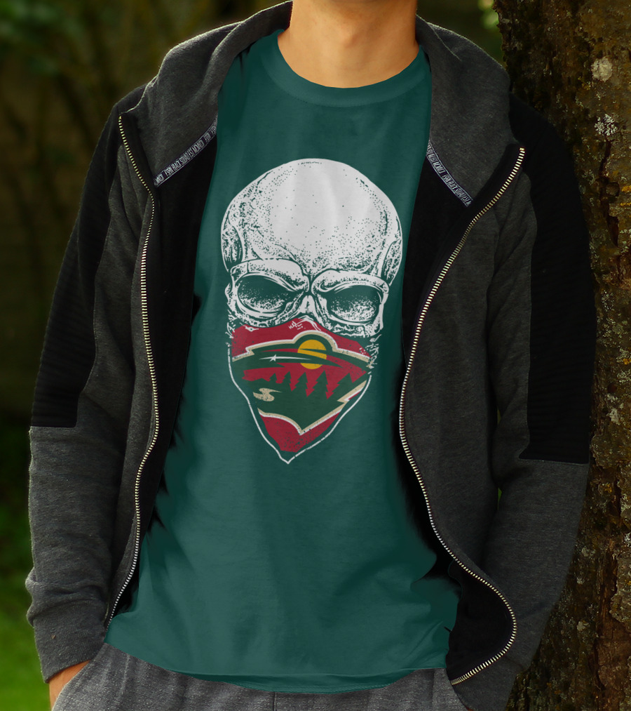 Minnesota Wild Hockey Skull Logo Bandana T-Shirt