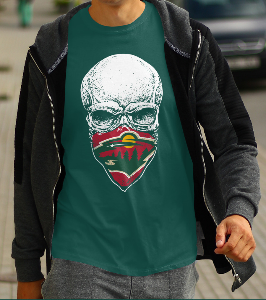 Minnesota Wild Hockey Skull Logo Bandana T-Shirt