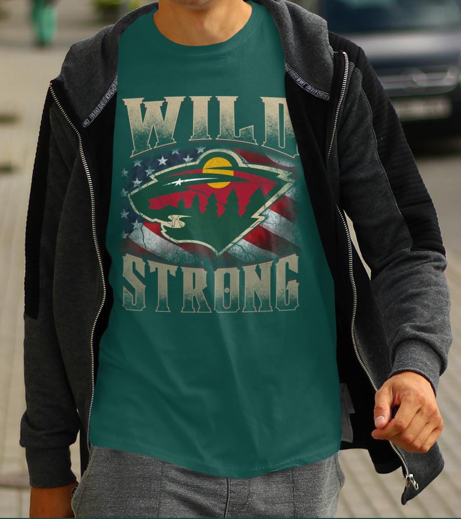 Minnesota Wild Strong American Flag T-Shirt