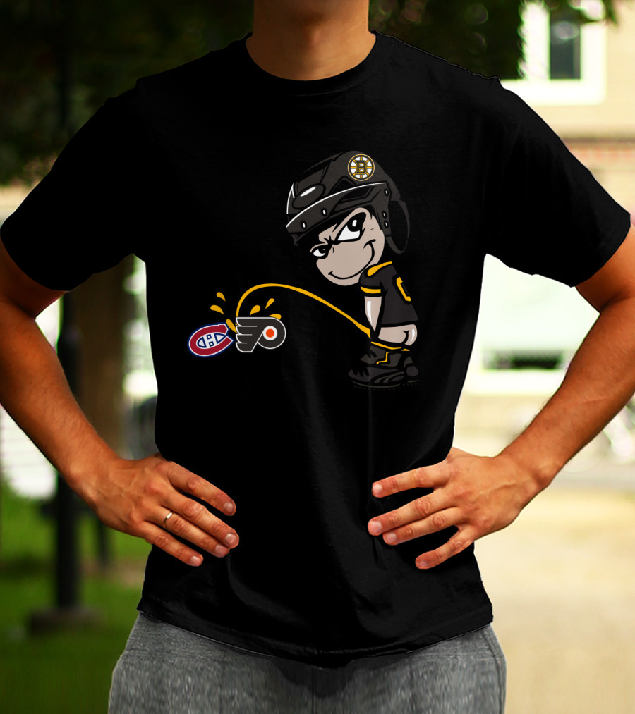 Boston Bruins Rivalry Hockey Toilet Humor Montreal Canadiens Philadelphia Flyers T-Shirt