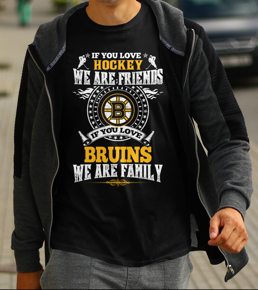 If You Love Hockey We Are Friends If You Love Bruins We Are Family T-Shirt