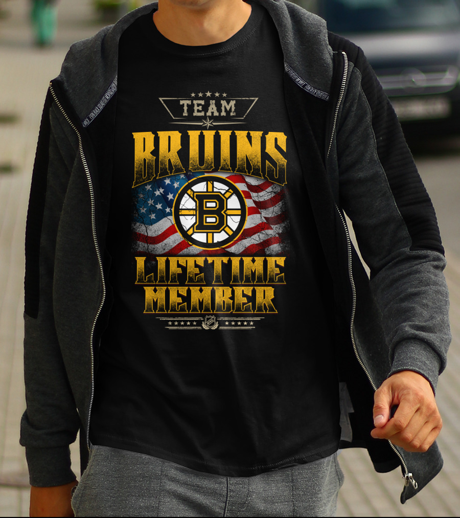Team Bruins Lifetime Member Boston Bruins Flag T-Shirt