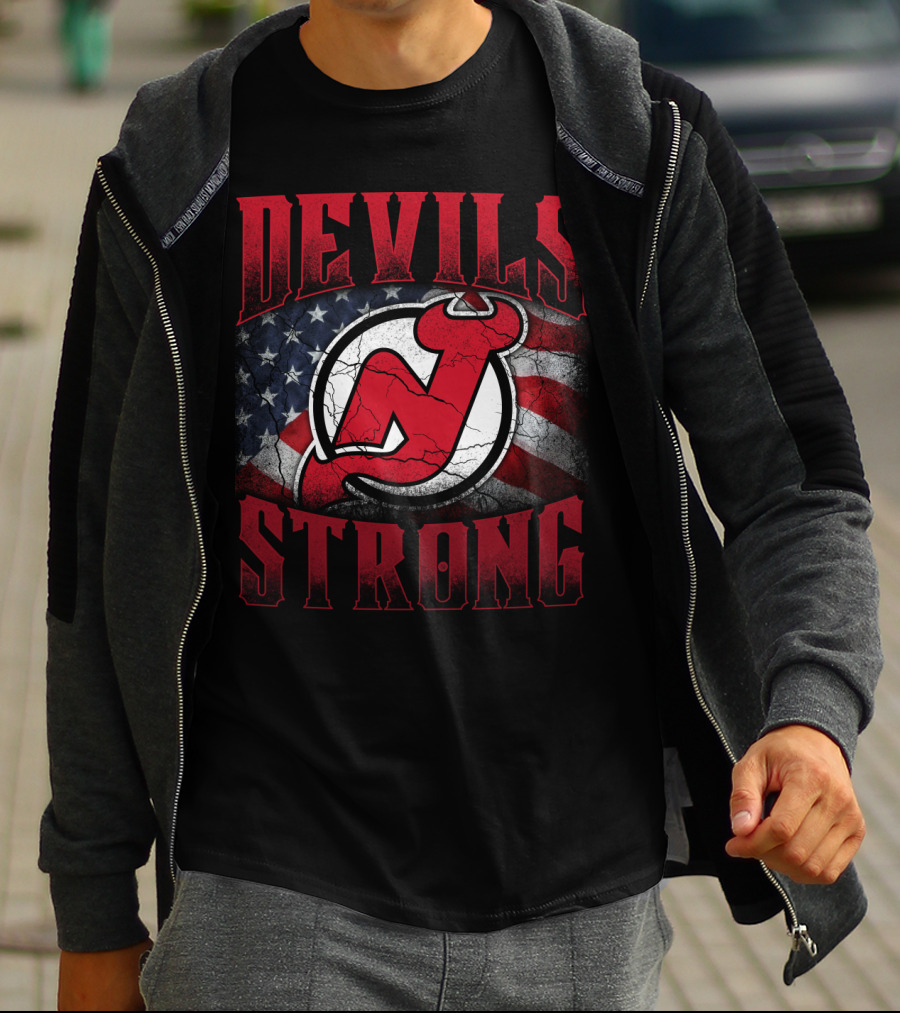 New Jersey Devils Strong American Flag T-Shirt